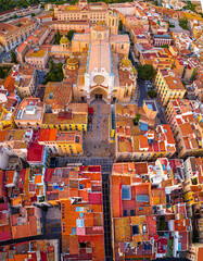 Aerial view of the Primatial Cathedral of Tarragona, a Roman Catholic church in Tarragona, Catalonia, Spain