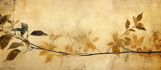 The abstract design on the vintage, handmade mulberry paper added a touch of nature with its leaf motif, granting the background a grunge and old aesthetic reminiscent of ancient, antique materials.