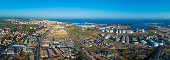 Aerial voew of the port of Tarragona, (Port de Tarragona), one of the largest seaports of Spain