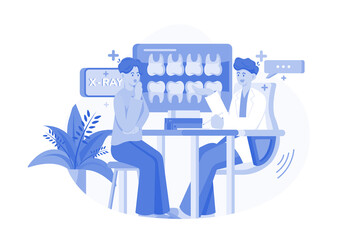 Dentist Examining Patients X-Ray
