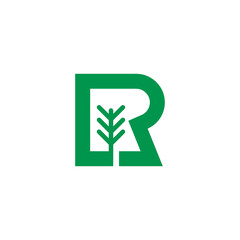 letter r with tree logo design