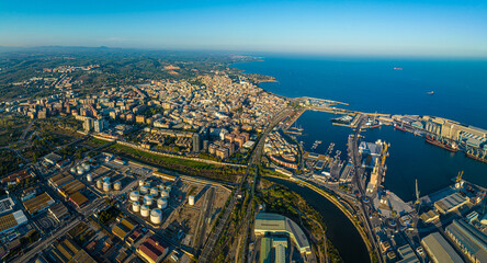 Aerial voew of the port of Tarragona, (Port de Tarragona), one of the largest seaports of Spain