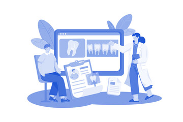 Naklejka premium Dentist Examining Patients X-Ray