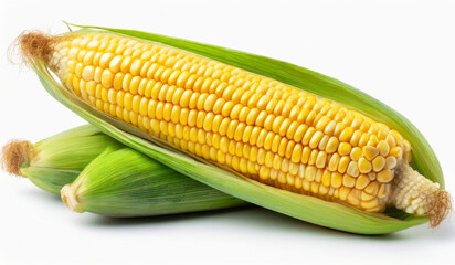 Yellow corn on a white background