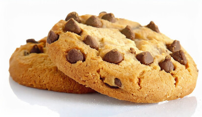 Fototapeta na wymiar chocolate chip cookies on a white background