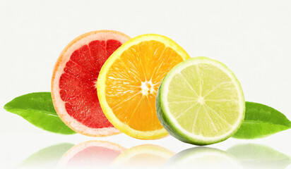 citrus fruits isolated on white background