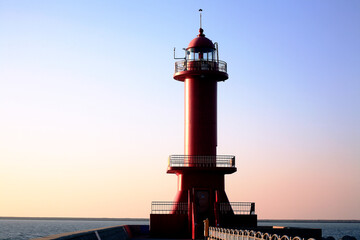 a red lighthouse