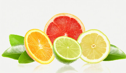 citrus fruits isolated on white background
