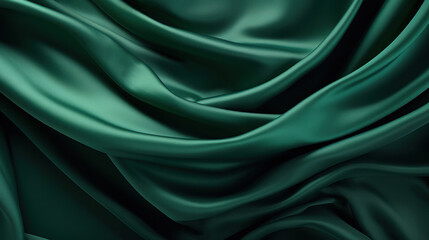 Obraz premium Dark green silk texture with soft waves