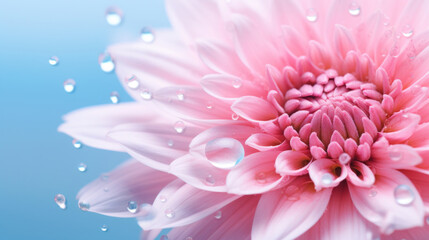 Pink flower on blue background