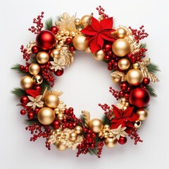 Modern Christmas wreath on white background