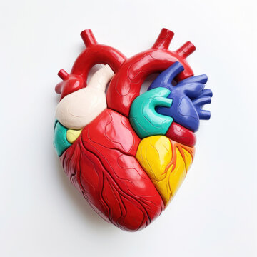 Colorful plasticine human heart on white background