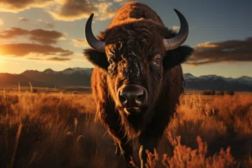 Foto op Canvas a buffalo in the prairie © Angah