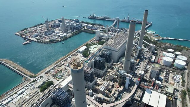 City Aerial in Hong Kong Lamma island wind power station