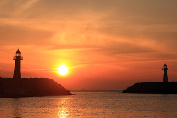 lighthouse at sunset