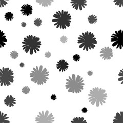 Seamless vector pattern with chamomile flowers, creating a creative monochrome background with rotated elements. Vector illustration on white background