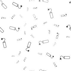 Seamless vector pattern with dynamite symbols, creating a creative monochrome background with rotated elements. Illustration on transparent background