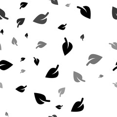 Seamless vector pattern with leaf symbols, creating a creative monochrome background with rotated elements. Illustration on transparent background