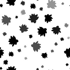 Seamless vector pattern with lotus flowers, creating a creative monochrome background with rotated elements. Vector illustration on white background