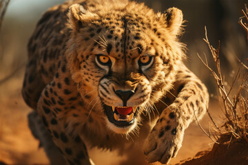 a leopard is running