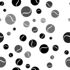 Seamless vector pattern with tennis balls, creating a creative monochrome background with rotated elements. Vector illustration on white background