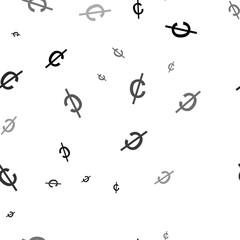Seamless vector pattern with cent symbols, creating a creative monochrome background with rotated elements. Illustration on transparent background
