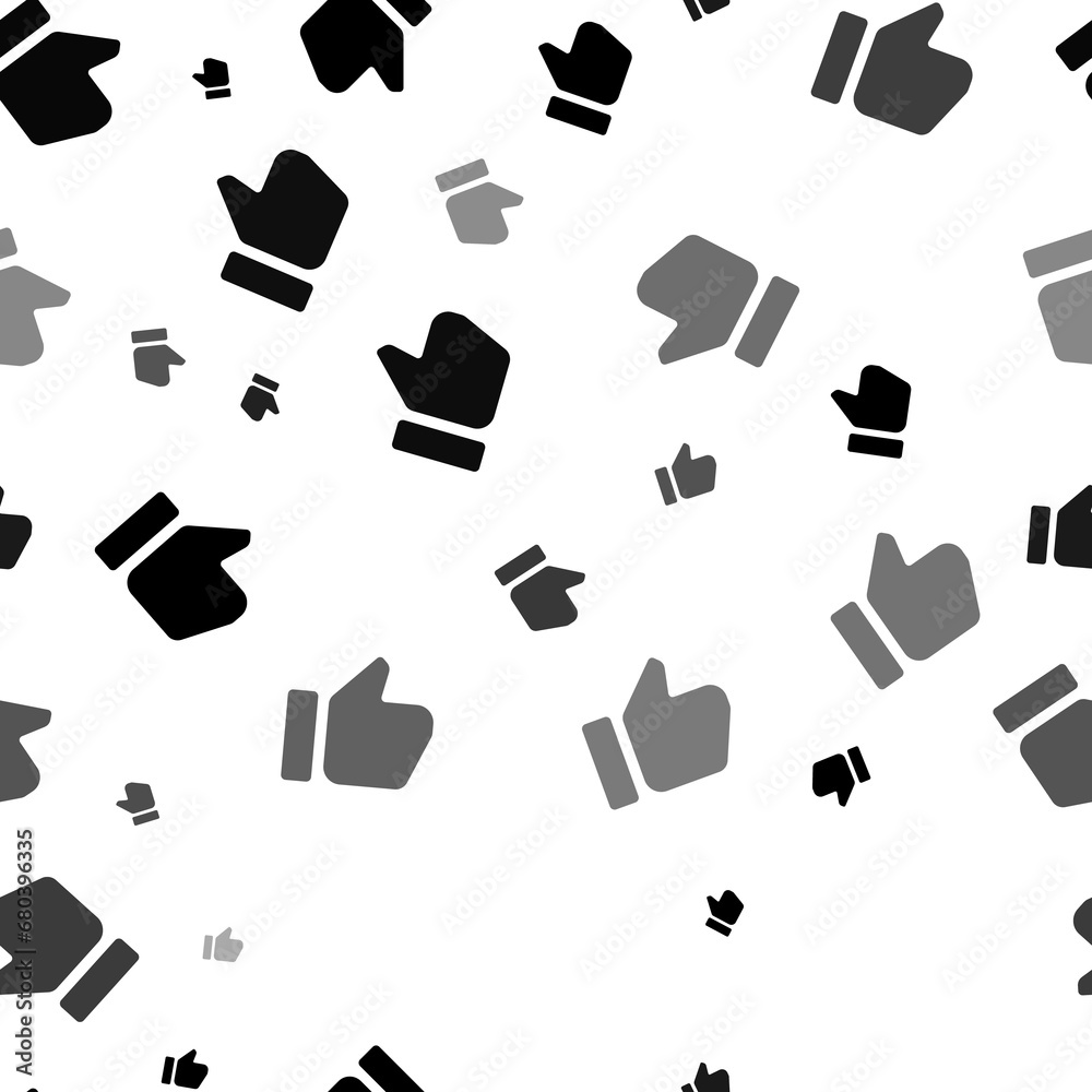 Poster seamless vector pattern with thumb up symbols, creating a creative monochrome background with rotate