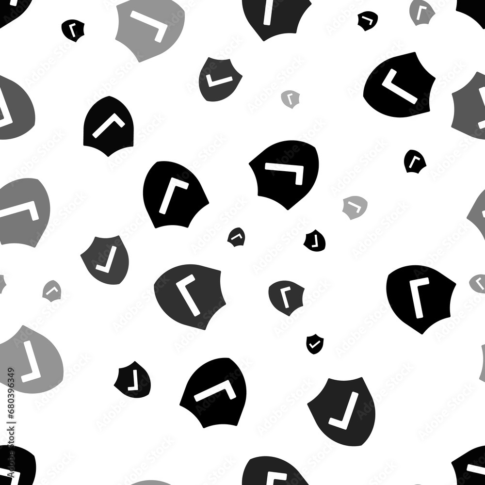 Poster seamless vector pattern with protection mark symbols, creating a creative monochrome background with