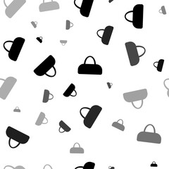Seamless vector pattern with sports bag symbols, creating a creative monochrome background with rotated elements. Vector illustration on white background