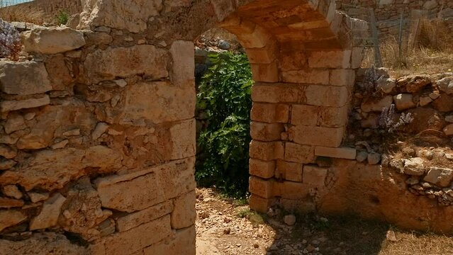 POV walk along an old Venetian settlement in the city of Rethymno, Crete, Greece