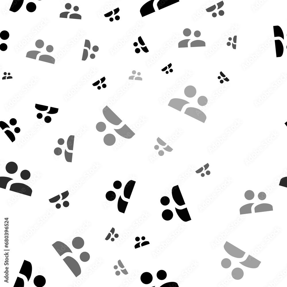 Poster seamless vector pattern with group symbols, creating a creative monochrome background with rotated e