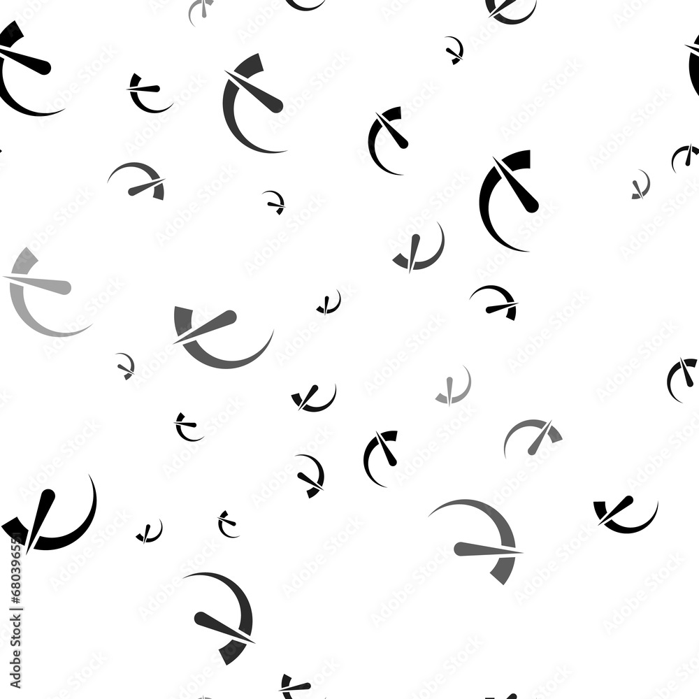 Poster seamless vector pattern with tachometer symbols, creating a creative monochrome background with rota