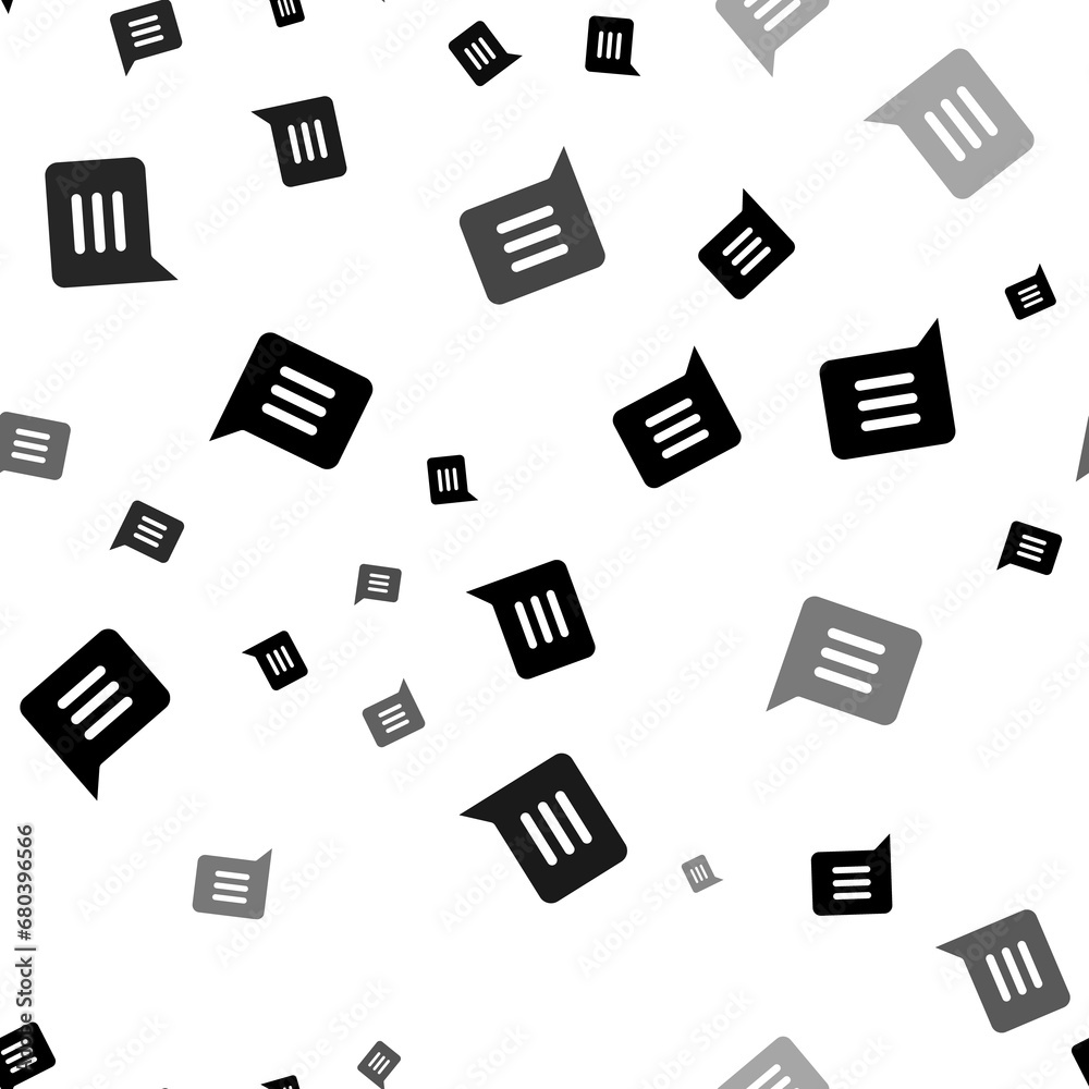 Poster seamless vector pattern with chat symbols, creating a creative monochrome background with rotated el