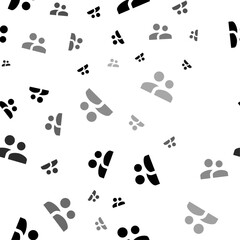 Seamless vector pattern with group symbols, creating a creative monochrome background with rotated elements. Vector illustration on white background