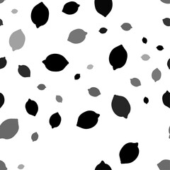 Seamless vector pattern with lemon symbols, creating a creative monochrome background with rotated elements. Vector illustration on white background