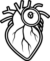 outline illustration of heart for coloring page