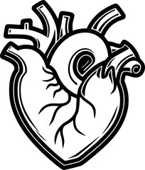 outline illustration of heart for coloring page