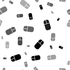 Seamless vector pattern with computer mouse symbols, creating a creative monochrome background with rotated elements. Vector illustration on white background