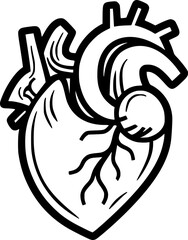 outline illustration of heart for coloring page