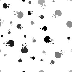 Seamless vector pattern with fire symbols, creating a creative monochrome background with rotated elements. Vector illustration on white background
