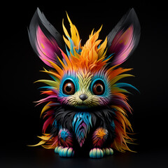 stuffed critter with colorful hair rabbit
