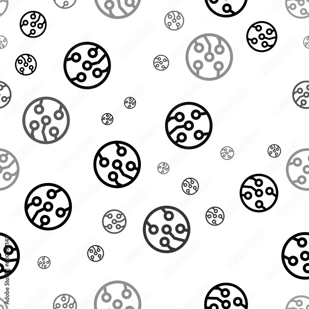 Poster seamless vector pattern with electrical board symbols, creating a creative monochrome background wit
