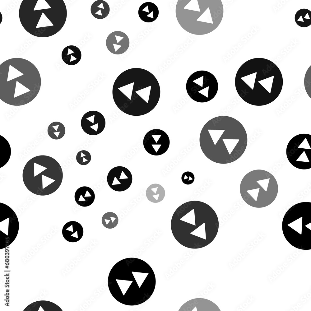 Poster seamless vector pattern with fast forward symbols, creating a creative monochrome background with ro
