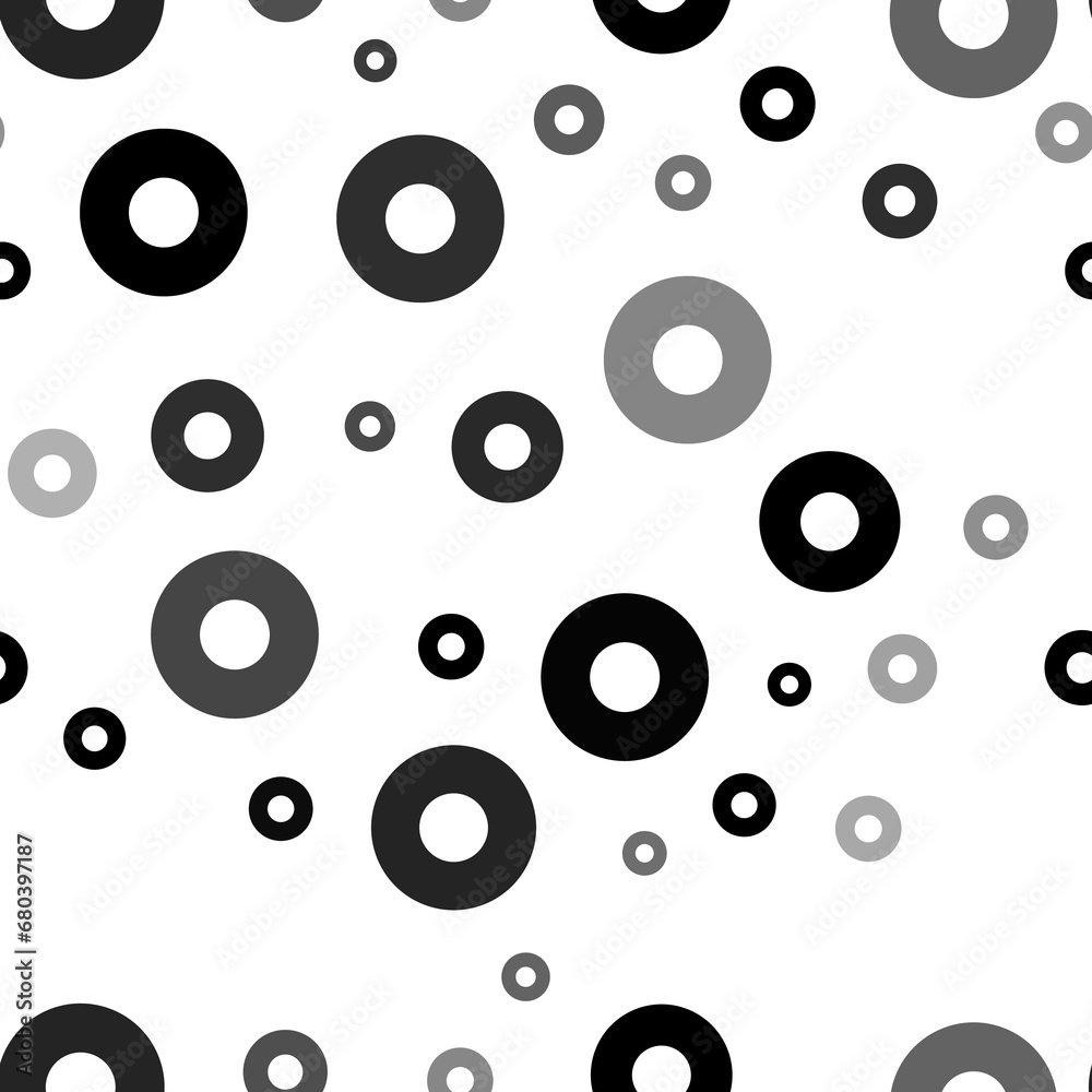 Poster seamless vector pattern with record media symbols, creating a creative monochrome background with ro