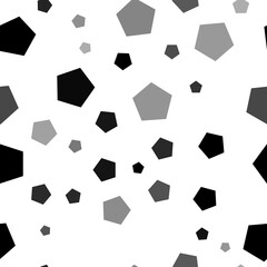 Seamless vector pattern with pentagon symbols, creating a creative monochrome background with rotated elements. Illustration on transparent background