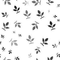 Seamless vector pattern with sprout symbols, creating a creative monochrome background with rotated elements. Illustration on transparent background
