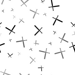 Seamless vector pattern with baseball bats symbols, creating a creative monochrome background with rotated elements. Illustration on transparent background