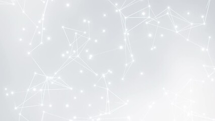 Abstract plexus particle futuristic technology lines and dots network datum connection cyberspace concept. Presentation Business and science digital moving on white gray motion background. - Powered by Adobe