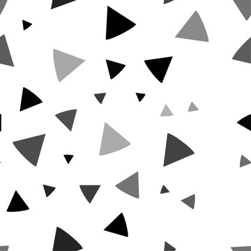 Seamless vector pattern with cone symbols, creating a creative monochrome background with rotated elements. Vector illustration on white background