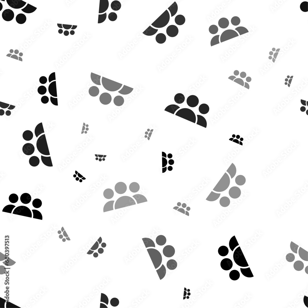 Poster seamless vector pattern with people symbols, creating a creative monochrome background with rotated 